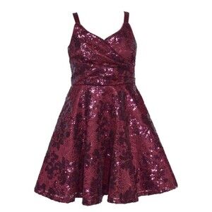 IRIS & IVY Kids' Sequin Fit & Flare Party Dress In Wine Size 14